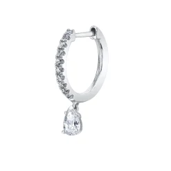 Outlet SINGLE DIAMOND HUGGIE WITH PEAR DIAMOND DROP Huggies
