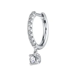 Hot SINGLE DIAMOND HUGGIE WITH ROUND DIAMOND DROP Huggies