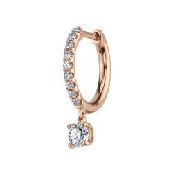 Hot SINGLE DIAMOND HUGGIE WITH ROUND DIAMOND DROP Huggies