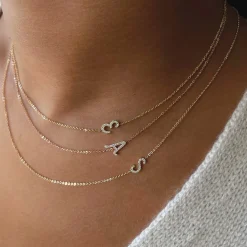 Fashion SINGLE DIAMOND INITIAL NECKLACE Diamond Initial