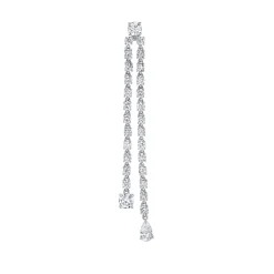Clearance SINGLE DOUBLE DRAPED DIAMOND ROPE EARRING WITH ROUND AND PEAR DIAMOND DROPS Long