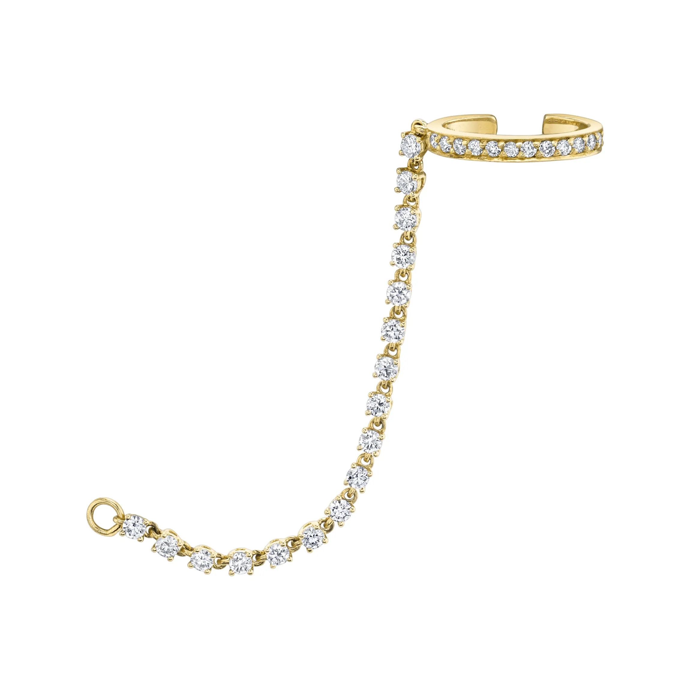 Store SINGLE ROW DIAMOND EAR CUFF WITH ROPE DIAMOND CHAIN Ear Cuffs
