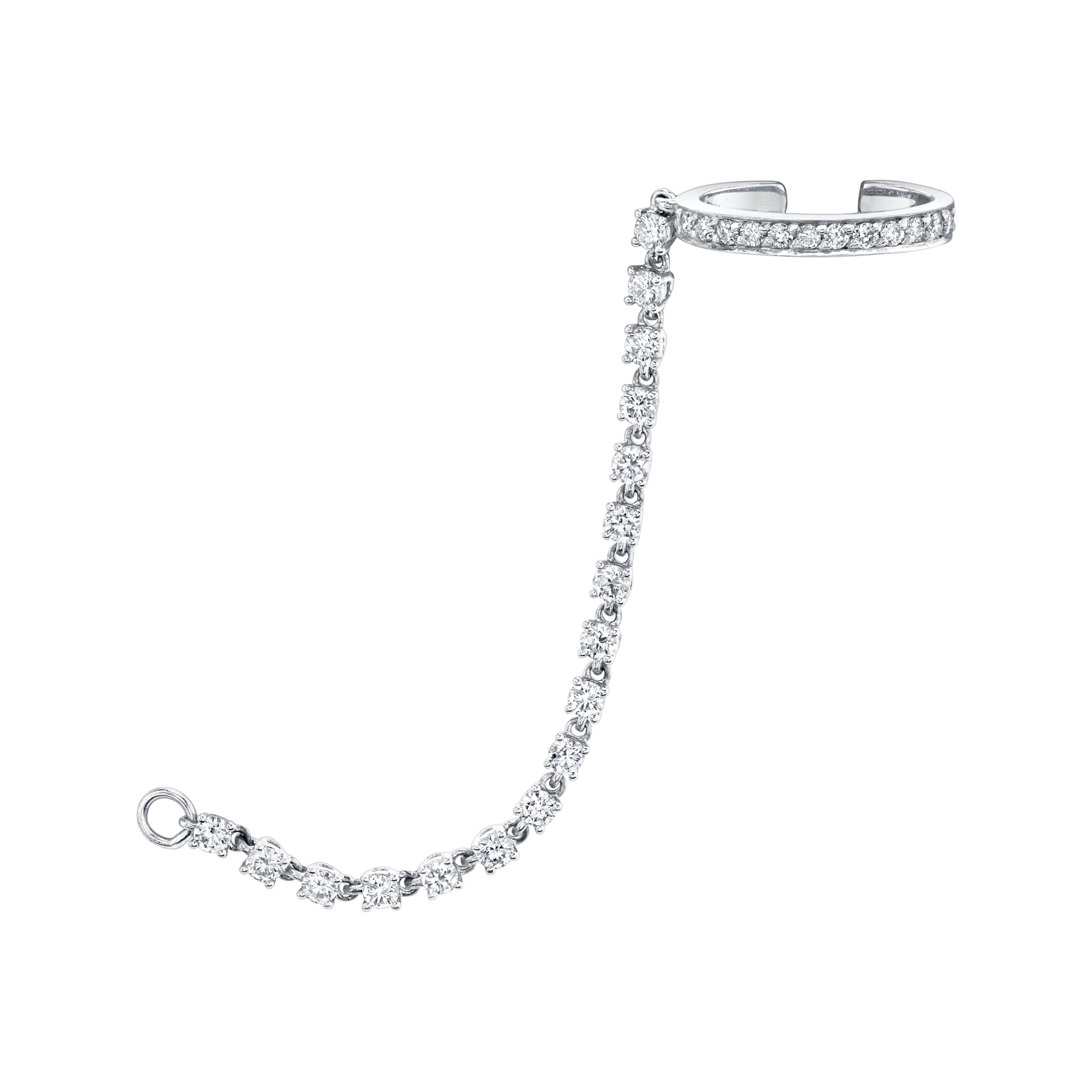Store SINGLE ROW DIAMOND EAR CUFF WITH ROPE DIAMOND CHAIN Ear Cuffs