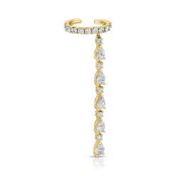 Clearance SINGLE ROW DIAMOND EAR CUFF WITH 5 PEAR AND ROUND DIAMOND DROPS Ear Cuffs