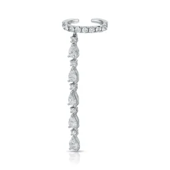 Clearance SINGLE ROW DIAMOND EAR CUFF WITH 5 PEAR AND ROUND DIAMOND DROPS Ear Cuffs