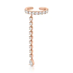 Store SINGLE ROW DIAMOND EAR CUFF WITH ROUND AND PEAR DIAMOND DROPS Ear Cuffs