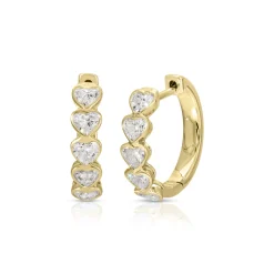 Online SMALL BEZEL HEART DIAMOND HOOPS Huggies