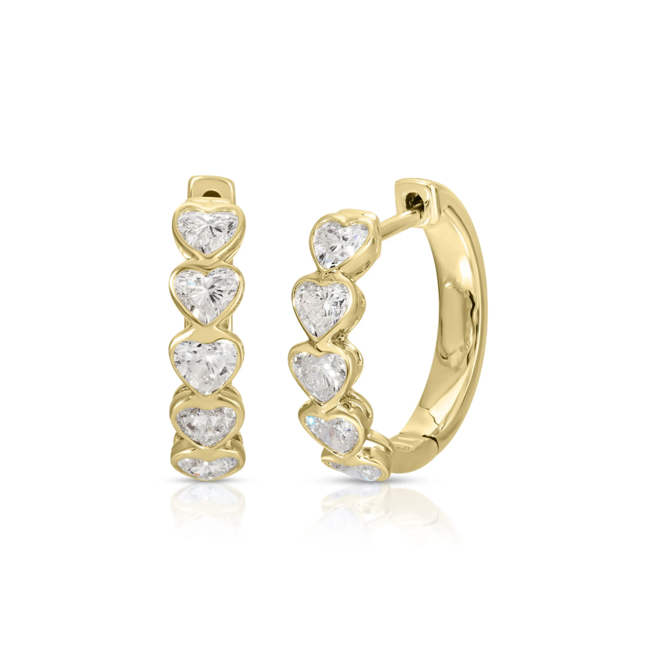 Online SMALL BEZEL HEART DIAMOND HOOPS Huggies