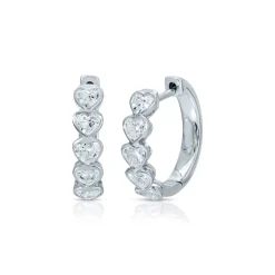 Online SMALL BEZEL HEART DIAMOND HOOPS Huggies
