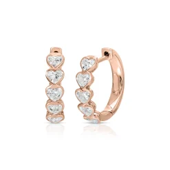 Online SMALL BEZEL HEART DIAMOND HOOPS Huggies