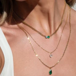 Hot SMALL CUBAN CHAIN CHOKER WITH ROUND EMERALD AND DIAMOND CENTER One Of A Kind