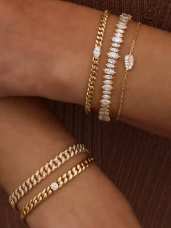 Online SMALL CUBAN LINK BRACELET WITH MARQUISE DIAMOND CENTER Chain Link