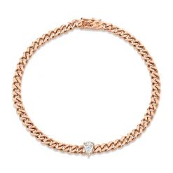 Sale SMALL CUBAN LINK BRACELET WITH PEAR DIAMOND CENTER Chain Link