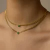 Shop SMALL CUBAN LINK NECKLACE WITH ROUND EMERALD CENTER STONE One Of A Kind