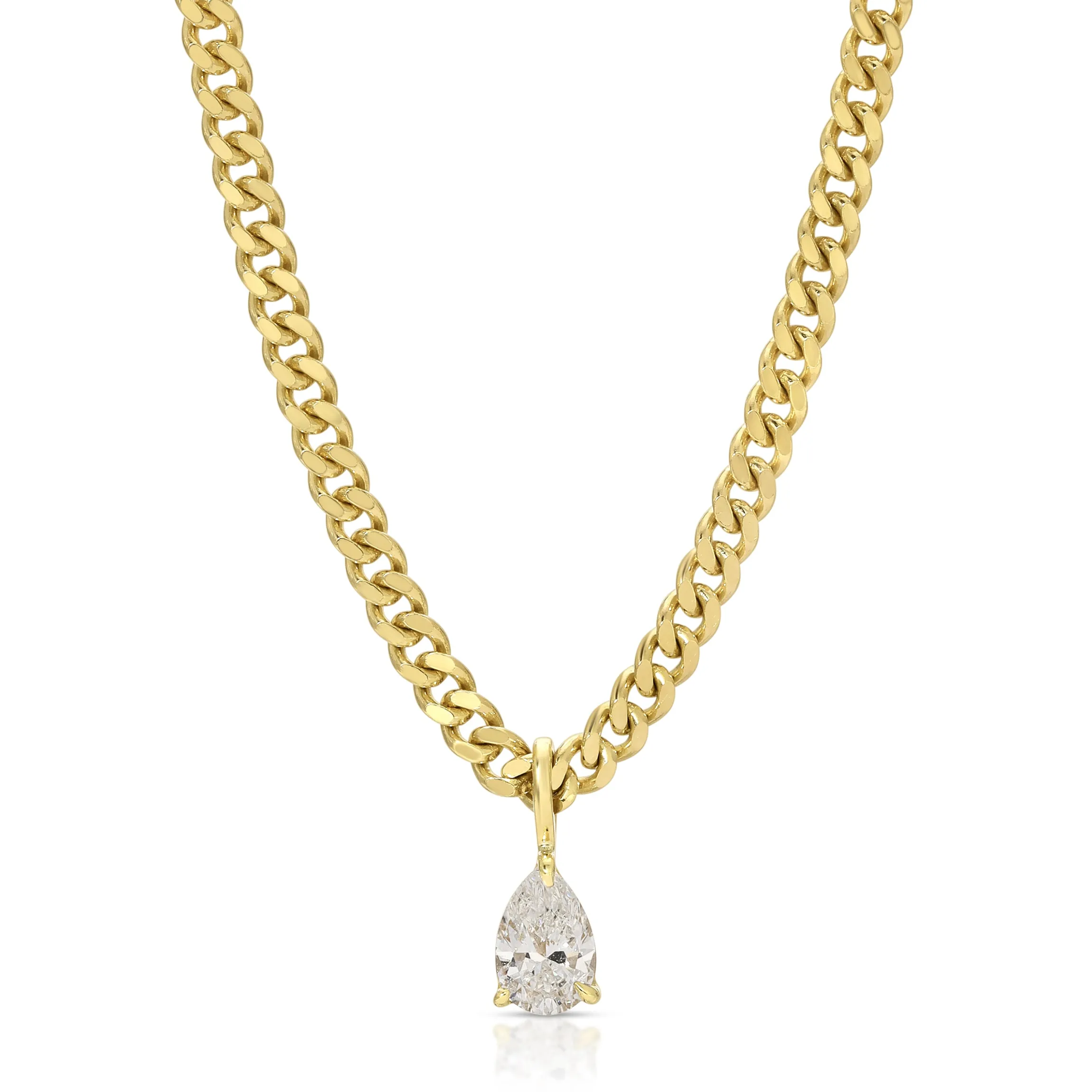 Outlet SMALL CUBAN LINK NECKLACE WITH PEAR DIAMOND PENDANT Pendants