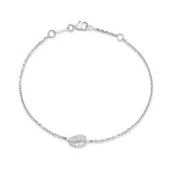 Hot SMALL PALM LEAF DIAMOND CHAIN BRACELET Chain Link|Leaf