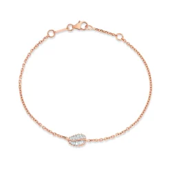 Hot SMALL PALM LEAF DIAMOND CHAIN BRACELET Chain Link|Leaf