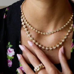 Best Sale SMALL TULIP DIAMOND CHOKER Chokers