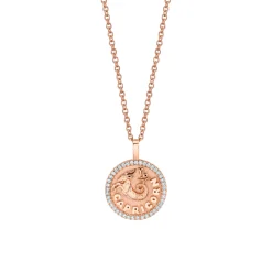 Flash Sale SMALL ZODIAC COIN PENDANT WITH DIAMOND FRAME Pendants|Zodiac Coins
