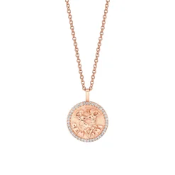 Flash Sale SMALL ZODIAC COIN PENDANT WITH DIAMOND FRAME Pendants|Zodiac Coins