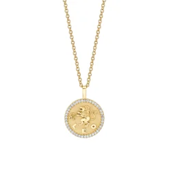 Flash Sale SMALL ZODIAC COIN PENDANT WITH DIAMOND FRAME Pendants|Zodiac Coins