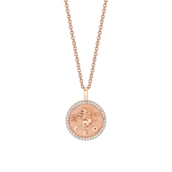 Flash Sale SMALL ZODIAC COIN PENDANT WITH DIAMOND FRAME Pendants|Zodiac Coins