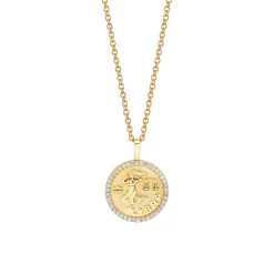 Flash Sale SMALL ZODIAC COIN PENDANT WITH DIAMOND FRAME Pendants|Zodiac Coins