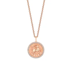 Flash Sale SMALL ZODIAC COIN PENDANT WITH DIAMOND FRAME Pendants|Zodiac Coins