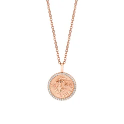 Flash Sale SMALL ZODIAC COIN PENDANT WITH DIAMOND FRAME Pendants|Zodiac Coins