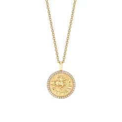 Flash Sale SMALL ZODIAC COIN PENDANT WITH DIAMOND FRAME Pendants|Zodiac Coins
