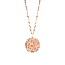 Flash Sale SMALL ZODIAC COIN PENDANT WITH DIAMOND FRAME Pendants|Zodiac Coins