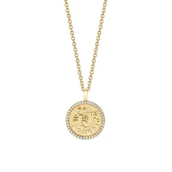 Flash Sale SMALL ZODIAC COIN PENDANT WITH DIAMOND FRAME Pendants|Zodiac Coins