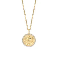 Flash Sale SMALL ZODIAC COIN PENDANT WITH DIAMOND FRAME Pendants|Zodiac Coins