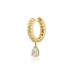 Shop SMALL ZOE HUGGIE WITH PEAR DIAMOND DROP Huggies