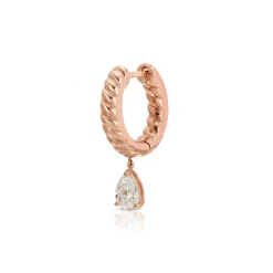 Shop SMALL ZOE HUGGIE WITH PEAR DIAMOND DROP Huggies