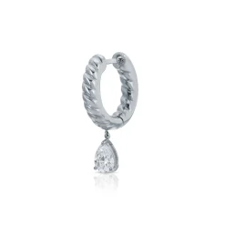 Shop SMALL ZOE HUGGIE WITH PEAR DIAMOND DROP Huggies