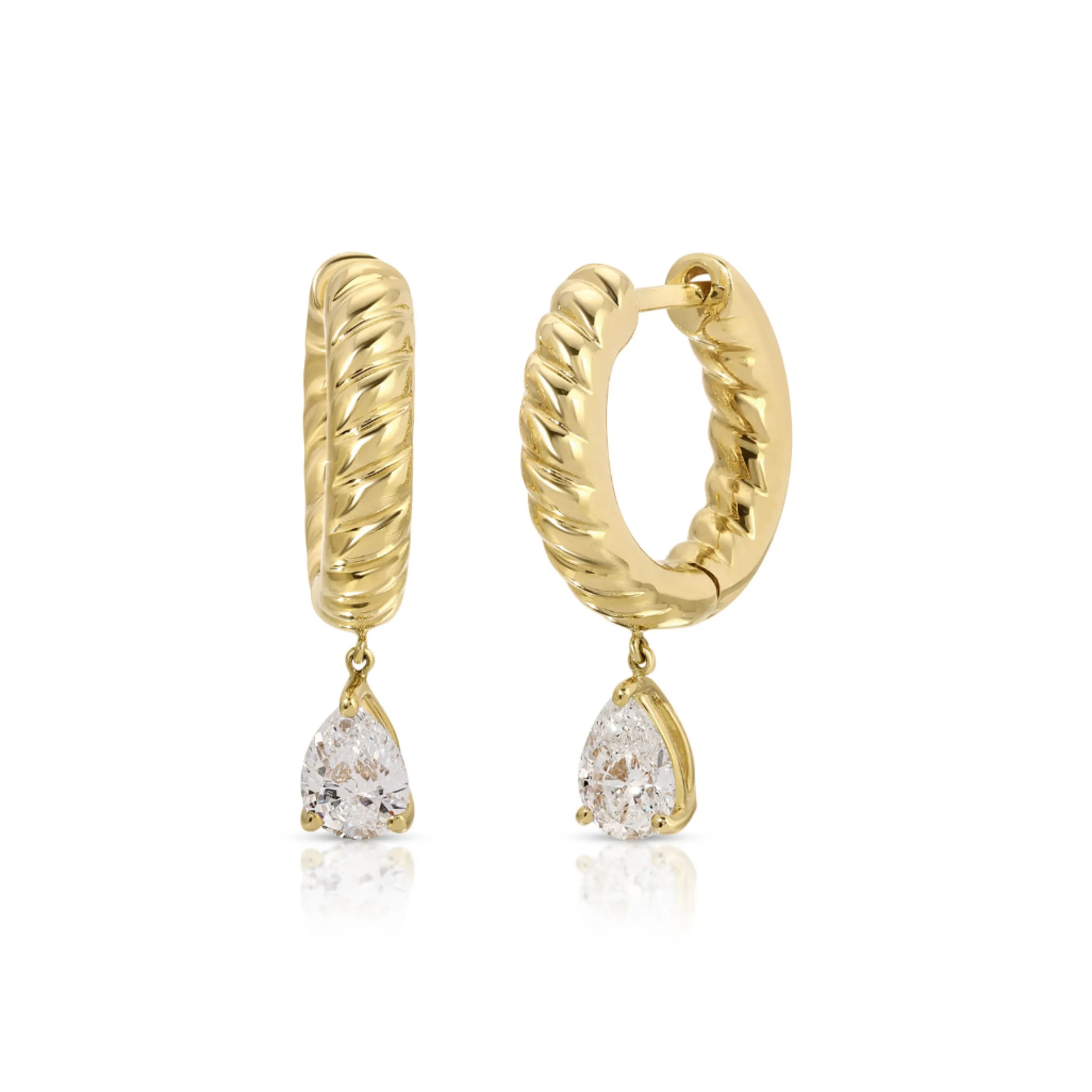 New SMALL ZOE HUGGIES WITH PEAR DIAMOND DROPS Huggies