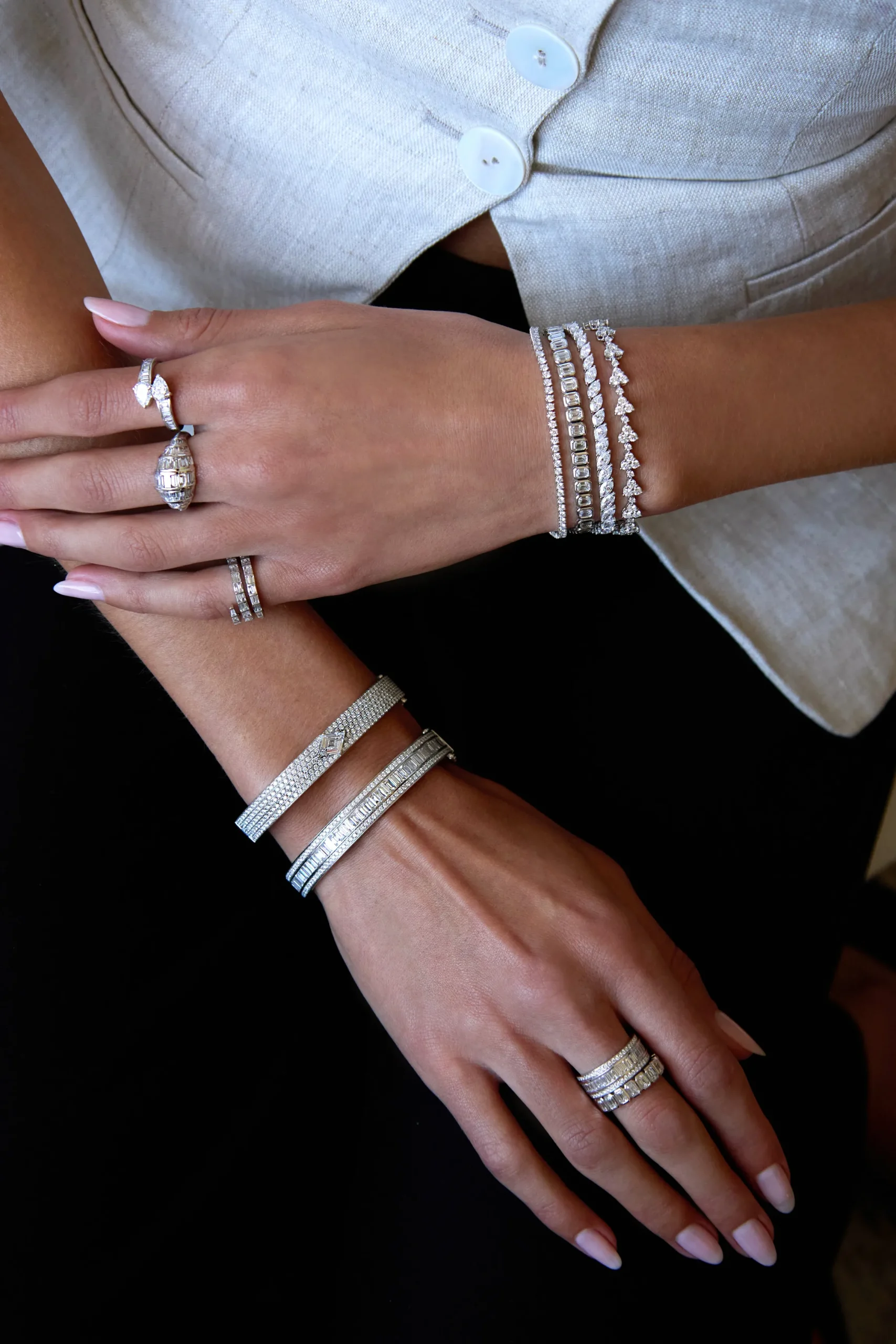 Flash Sale STACKED DIAMOND OVAL BANGLE Bangles