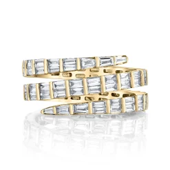 Discount THREE ROW BAGUETTE DIAMOND COIL RING Coil