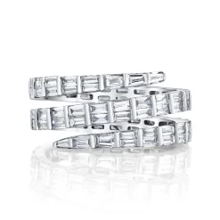 Discount THREE ROW BAGUETTE DIAMOND COIL RING Coil