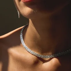 Flash Sale THREE ROW BAGUETTE DIAMOND CHOKER Chokers