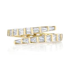 Cheap TWO ROW BAGUETTE DIAMOND PINKY COIL RING Pinky|Coil