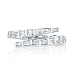 Cheap TWO ROW BAGUETTE DIAMOND PINKY COIL RING Pinky|Coil