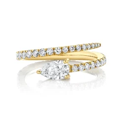Best TWO ROW DIAMOND COIL RING WITH PEAR DIAMOND Coil