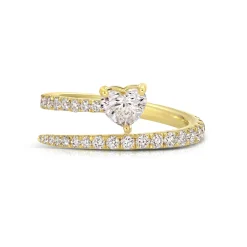 Best Sale TWO ROW PAVE COIL RING WITH HEART DIAMOND POINT Coil