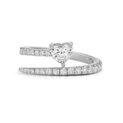 Best Sale TWO ROW PAVE COIL RING WITH HEART DIAMOND POINT Coil