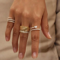 Best Sale TWO ROW PAVE COIL RING WITH HEART DIAMOND POINT Coil