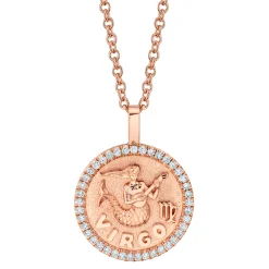 Cheap VIRGO ZODIAC COIN PENDANT WITH DIAMOND FRAME Pendants|Zodiac Coins