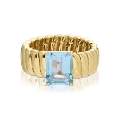 Store ZOE RING WITH BLUE TOPAZ EMERALD CUT CENTER One Of A Kind